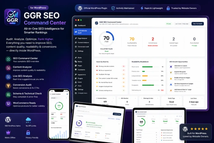 SEO Audit & Analyzer by GGR - Official WordPress Plugin developed by TechZenith Labs